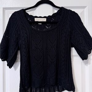 Saltwater Luxe Navy Crochet Blouse